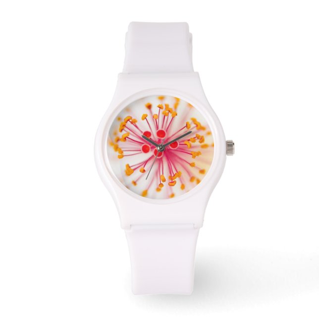 Hawaiian Hibiscus Sportief Wit Silicon Horloge (Voorkant)