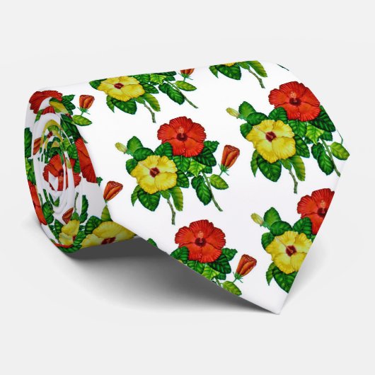 Hawaiian Hibiscus Stropdas (Opgerold)