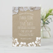 Hawaiian Hibiscus Summer Beach Destination Wedding Kaart (Staand voorkant)