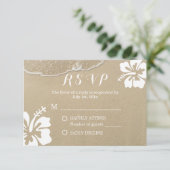 Hawaiian Hibiscus Summer Beach Wedding RSVP Kaartje (Staand voorkant)