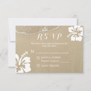 Hawaiian Hibiscus Summer Beach Wedding RSVP Kaartje