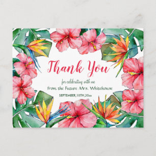 Hawaiian Hibiscus Tropical Bridal Dank u Briefkaart