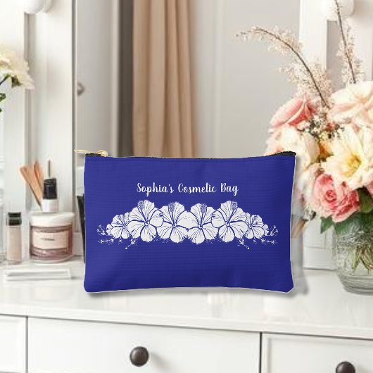 Hawaiian Hibiscus tropische bloemen blauw Etui