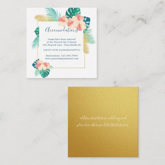 Hawaiian Hibiscus Wedding Accommodatie Kaarten (Voorkant / Achterkant)