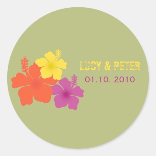 Hawaiian Hibiscus Wedding Sticker (Voorkant)
