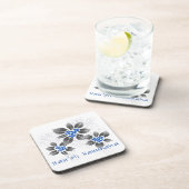 Hawaiian Holly Hanukkah Blue Floral Bier Onderzetter (Rechterzijde)