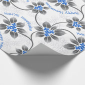 Hawaiian Holly Hanukkah Blue Floral Cadeaupapier (Hoek)