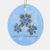 Hawaiian Holly Hanukkah Blue Floral Keramisch Ornament (Links)