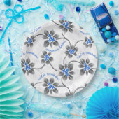 Hawaiian Holly Hanukkah Blue Floral Papieren Bordje (Feest)