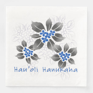 Hawaiian Holly Hanukkah Blue Floral Servet