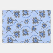 Hawaiian Holly Hanukkah Blue Floral Trio Inpakpapier Vel (Voorkant 3)