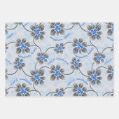 Hawaiian Holly Hanukkah Blue Floral Trio Inpakpapier Vel (Voorkant 2)