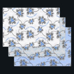 Hawaiian Holly Hanukkah Blue Floral Trio Inpakpapier Vel<br><div class="desc">Hau'oli Hanukaha is Hawai'ian voor Happy Hanukkah! Deze illustratie laat een tropische interpretatie zien van heilig in Hanukkah-kleuren en subtiele gradiënten. De letters zijn vol met sneeuw voor een extra verrassing. Dit ontwerp is beschikbaar op een verscheidenheid van producten voor thuis en kleding voor het hele gezin. Deze trio omvat...</div>