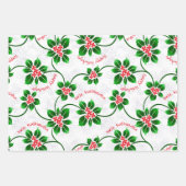 Hawaiian Holly Mele Kalikimaka Kerstmis Rood Trio Inpakpapier Vel (Voorkant)