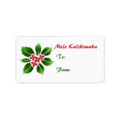 Hawaiian Holly Mele Kalikimaka Kerstrood Etiket (Voorkant)