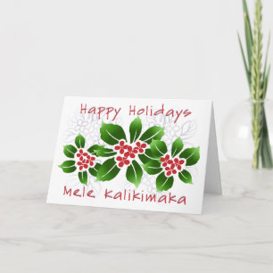 Hawaiian Holly Mele Kalikimaka Kerstrood Feestdagen Kaart