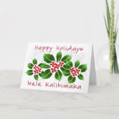 Hawaiian Holly Mele Kalikimaka Kerstrood Feestdagen Kaart (Voorkant)