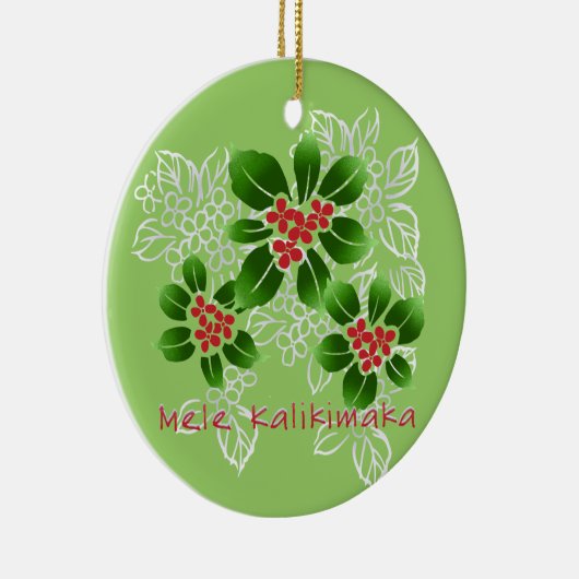 Hawaiian Holly Mele Kalikimaka Kerstrood Keramisch Ornament (Rechts)