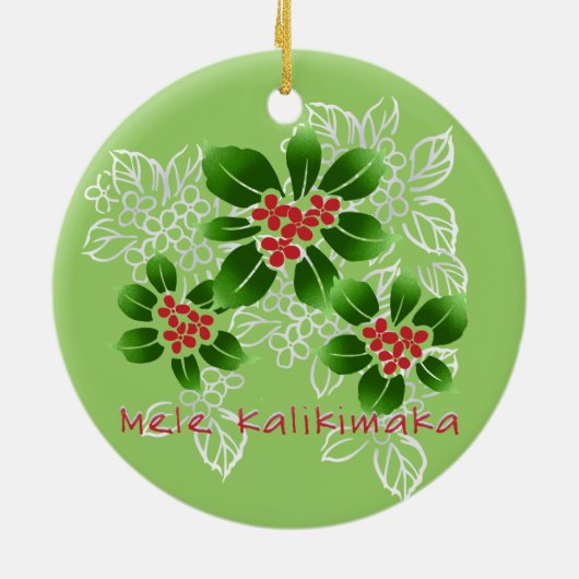 Hawaiian Holly Mele Kalikimaka Kerstrood Keramisch Ornament (Achterkant)