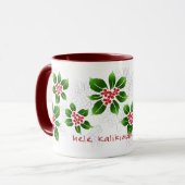 Hawaiian Holly Mele Kalikimaka Kerstrood Mok (Voorkant links)