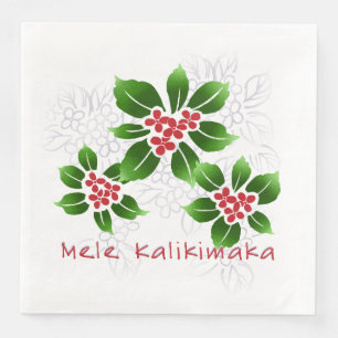 Hawaiian Holly Mele Kalikimaka Kerstrood Servet