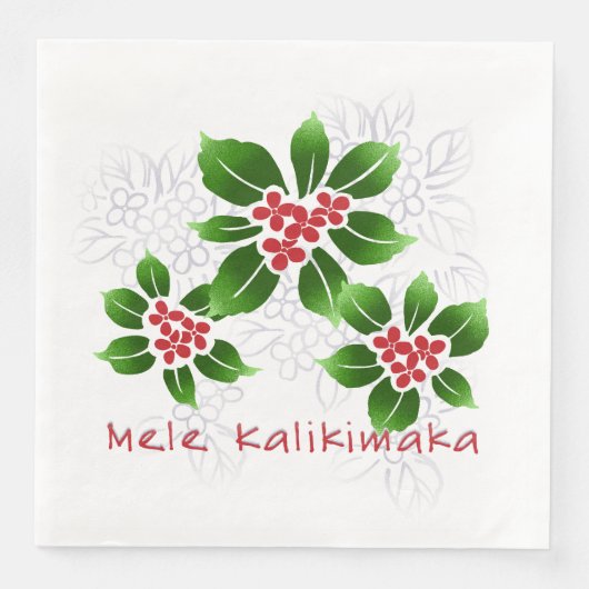 Hawaiian Holly Mele Kalikimaka Kerstrood Servet (Voorkant)