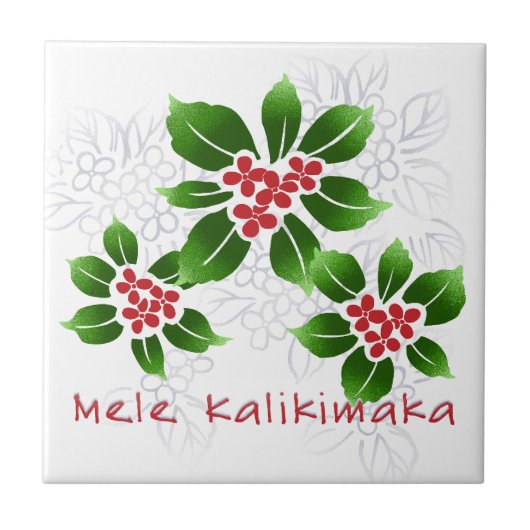 Hawaiian Holly Mele Kalikimaka Kerstrood Tegeltje (Voorkant)