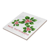 Hawaiian Holly Mele Kalikimaka Kerstrood Tegeltje (Zijkant)