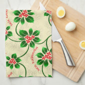 Hawaiian Holly Mele Kalikimaka Kerstrood Theedoek (Quarter Fold)