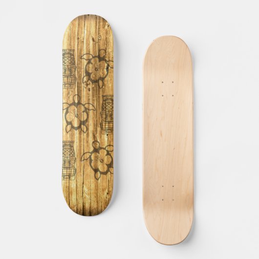 Hawaiian Honu en Tiki Mask Persoonlijk Skateboard (Voorkant)