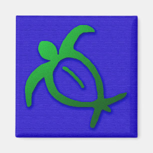 Hawaiian Honu Petroglyph op Blue Magnet