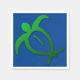 Hawaiian Honu Petroglyph op Blue Servetten