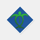 Hawaiian Honu Petroglyph op Blue Servetten (Hoek)