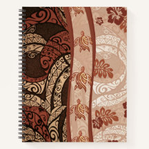Hawaiian Honu Tapa Cloth Notebook