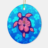 Hawaiian Honu Turtle en Hibiscus Keramisch Ornament (Links)