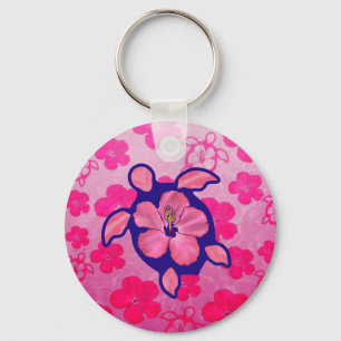 Hawaiian Honu Turtle en Hibiscus Sleutelhanger