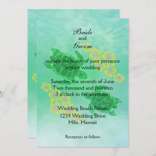 Hawaiian Honu Wedding Kaart (Voorkant / Achterkant)
