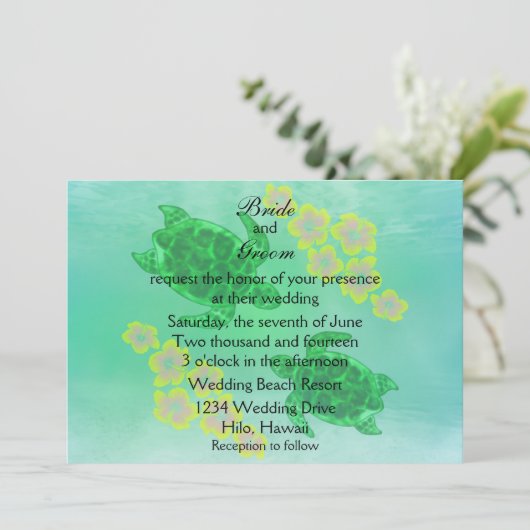 Hawaiian Honu Wedding Kaart (Staand voorkant)