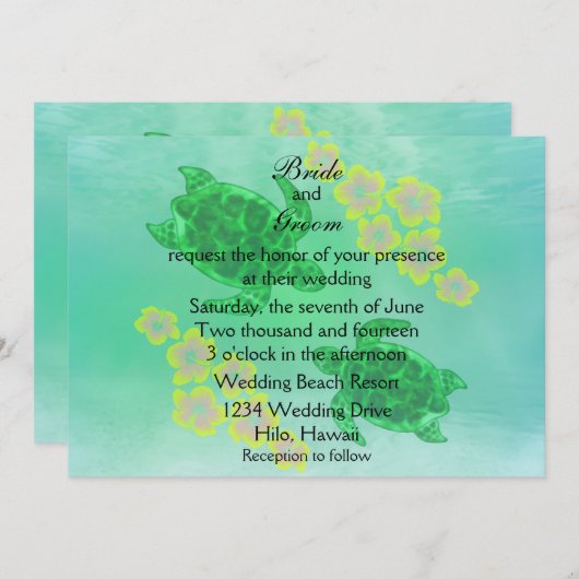 Hawaiian Honu Wedding Kaart (Voorkant / Achterkant)