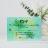 Hawaiian Honu Wedding RSVP Kaartje (Staand voorkant)