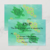 Hawaiian Honu Wedding RSVP Kaartje (Voorkant / Achterkant)