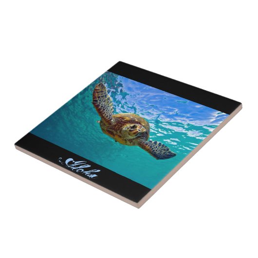 Hawaiian Honu - Zee Turtle Tegeltje (Zijkant)