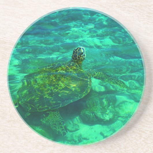 Hawaiian Honu Zee Turtle Zandsteen Onderzetter (Voorkant)