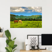 Hawaiian Horses, Hokulei Peak, Kauai, Hawaii Poster (Thuiskantoor)