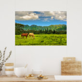 Hawaiian Horses, Hokulei Peak, Kauai, Hawaii Poster (Keuken)
