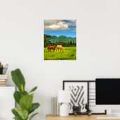 Hawaiian Horses, Hokulei Peak, Kauai, Verticaal Poster (Thuiskantoor)