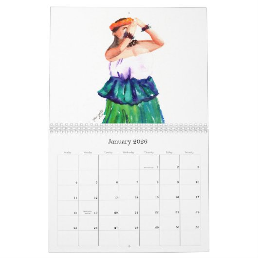 Hawaiian Hula Blessings Calendar Kalender (Jan 2026)
