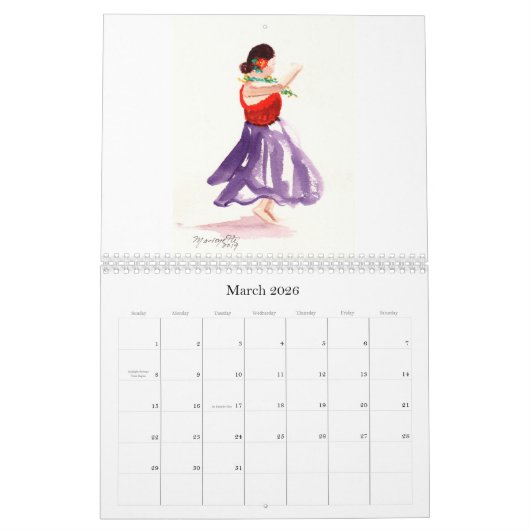 Hawaiian Hula Blessings Calendar Kalender (Mar 2026)