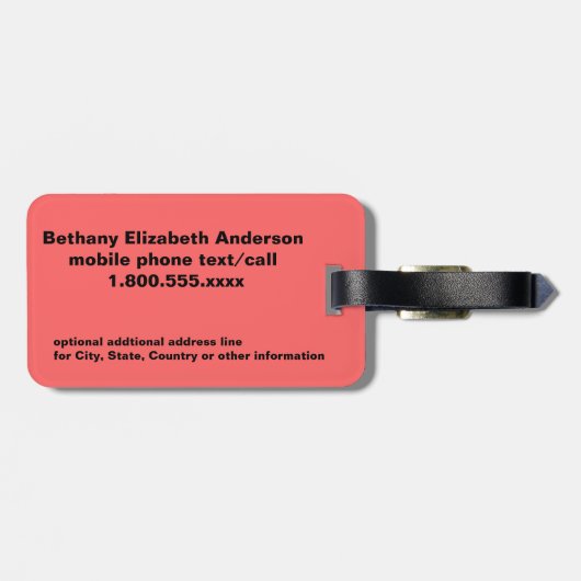 Hawaiian  Hula Dancer Coral Bagagelabel (Achterkant horizontaal)