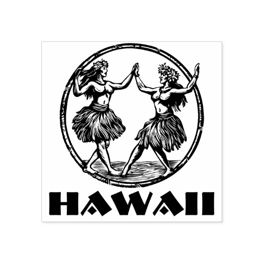 Hawaiian Hula Dancer Girls Rubber Stamp Rubberstempel (Afrduk)